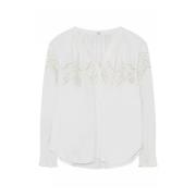 Witte blouse met V-hals en patroon Gustav , White , Dames