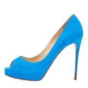 Pre-owned Suede heels Christian Louboutin Pre-owned , Blue , Dames