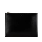 Pre-owned Leather clutches Yves Saint Laurent Vintage , Black , Dames