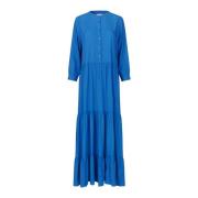 Blauwe Maxi Jurk met Lange Mouwen Lollys Laundry , Blue , Dames