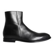 Zwarte Kalfsleren Herenlaarzen Schoenen Dolce & Gabbana , Black , Here...