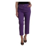 Lila Katoen Straight Cropped Broek Bencivenga , Purple , Dames