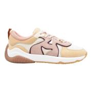 Platte schoenen in roze-beige suède en stof Hogan , Multicolor , Dames