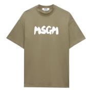 Groene Logo Pennellato T-shirts en Polo's Msgm , Green , Heren