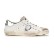 Witte Zilveren Sneakers Parijse Stijl Philippe Model , White , Dames