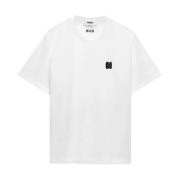 Witte T-shirts en Polos met Logo Msgm , White , Heren