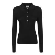 Zwarte wollen slim-fit polosweatshirt P.a.r.o.s.h. , Black , Dames