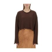 Kasjmier Cropped Shirt Gemaakt in Italië UMA Wang , Brown , Dames