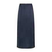 Navy Satijnen Maxi Rok met Split Modström , Blue , Dames