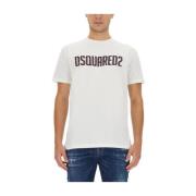 Logo Print Cool Fit Cotton T-Shirt Dsquared2 , White , Heren