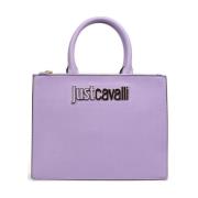 Paarse handtas met voorlogo Just Cavalli , Purple , Dames