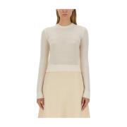 Slim Fit Wollen Trui Gemaakt in Italië Jil Sander , Beige , Dames