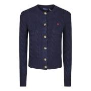 Bicolor Cash Cardigan Trui Ralph Lauren , Blue , Dames