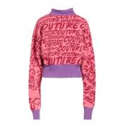 Roze Logo Trui All Over Versace Jeans Couture , Pink , Dames