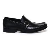 Zwarte Gancini Leren Loafers Salvatore Ferragamo , Black , Heren