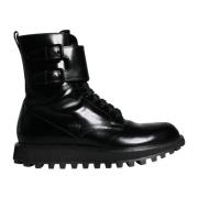 Zwarte Leren Veterschoenen tot Halverwege de Kuit Dolce & Gabbana , Bl...