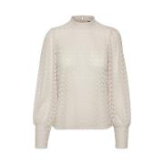 Hoge hals kanten top in beige Vero Moda , Beige , Dames