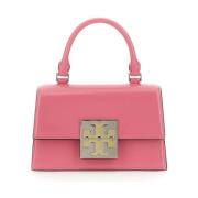 Geborsteld leren bovenhandvat tas Tory Burch , Pink , Dames