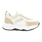 Bea Sand Suède Sneakers Voile Blanche , Beige , Dames