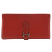 Pre-owned Leather wallets Hermès Vintage , Red , Dames