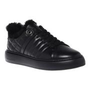 Trainers in black speckled leather and quilted leather Baldinini , Bla...