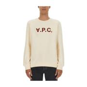 Logo Sweatshirt, Regular Fit, 100% Katoen A.p.c. , Beige , Heren