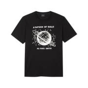 T-Shirt Saturn PS By Paul Smith , Black , Heren