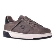 Trainers in taupe fabric and suede Baldinini , Brown , Heren