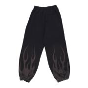 Zwarte Vlammen Fleece Trainingsbroek Vision OF Super , Black , Dames