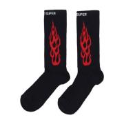 Tribal Flames Geborduurde Sokken Zwart/Rood Vision OF Super , Black , ...