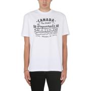 Logo Print T-Shirt met Ketting Dsquared2 , White , Heren