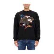 Cool Fit Katoenen Sweatshirt Made in Italy Dsquared2 , Black , Heren