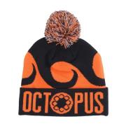 Zwart/Oranje Pom Pom Logo Beanie Octopus , Multicolor , Heren