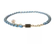 Blauwe Gevlochten Gouden Ketting Taille Riem Dolce & Gabbana , Blue , ...