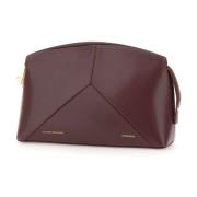 Bordeaux Geperste Kalfsleren Clutch Tas Victoria Beckham , Red , Dames