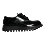 Zwarte Derby Schoenen van Kalfsleer Dolce & Gabbana , Black , Heren