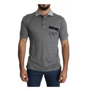 Zijden poloshirt met kraag grijs Dolce & Gabbana , Gray , Heren