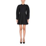 Geribbelde Crew Neck Jersey Jurk Dolce & Gabbana , Black , Dames