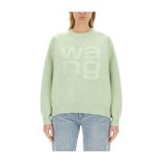 Logo Jersey Sweater Alexander Wang , Green , Dames