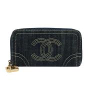 Pre-owned Leather wallets Chanel Vintage , Blue , Dames