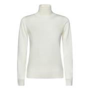 Witte Sweater Chic Geribbelde Coltrui Drumohr , White , Dames