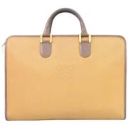 Pre-owned Leather briefcases Loewe Pre-owned , Beige , Dames