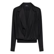 Zwarte Zijden V-Hals Blouse Dsquared2 , Black , Dames