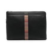 Zwarte leren tas met logoprint PS By Paul Smith , Black , Heren