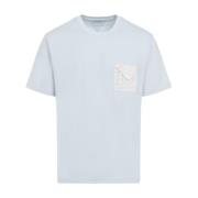 Blauw Bubble Katoen T-Shirt Stijlvolle Flap Bottega Veneta , Blue , He...