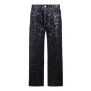 Wijde Pijp Jeans met Pailletten P.a.r.o.s.h. , Black , Dames