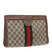 Pre-owned Leather clutches Gucci Vintage , Beige , Dames