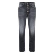 Zwarte Loose Fit Enkellange Jeans Dondup , Black , Dames