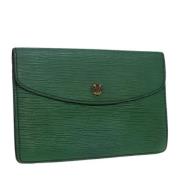 Pre-owned Leather clutches Louis Vuitton Vintage , Green , Dames