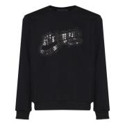 Zwarte katoenen sweatshirt met voorprint John Richmond , Black , Heren